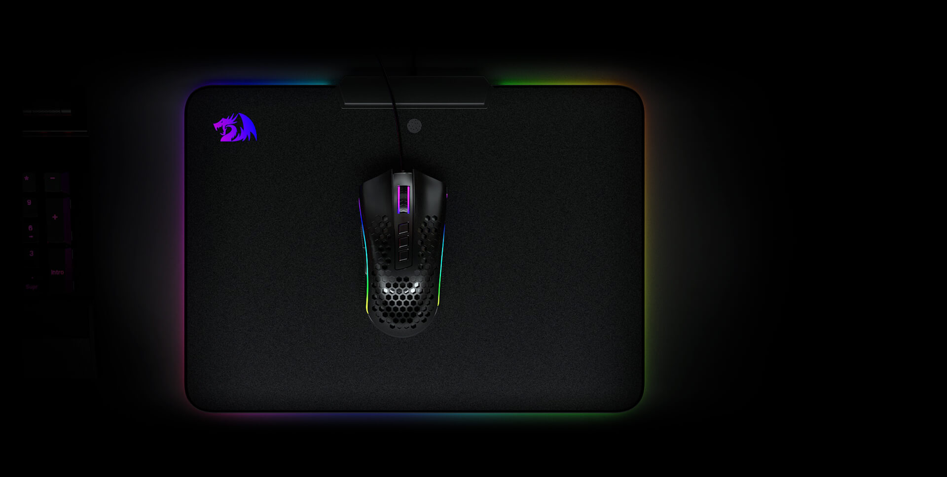 Tapis de souris gamer redragon epeius (p009) retro-éclairage rgb