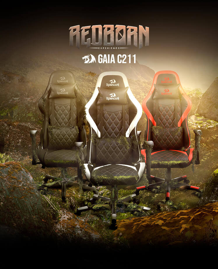 Redborn silla gamer Gaia blanco negro y rojo