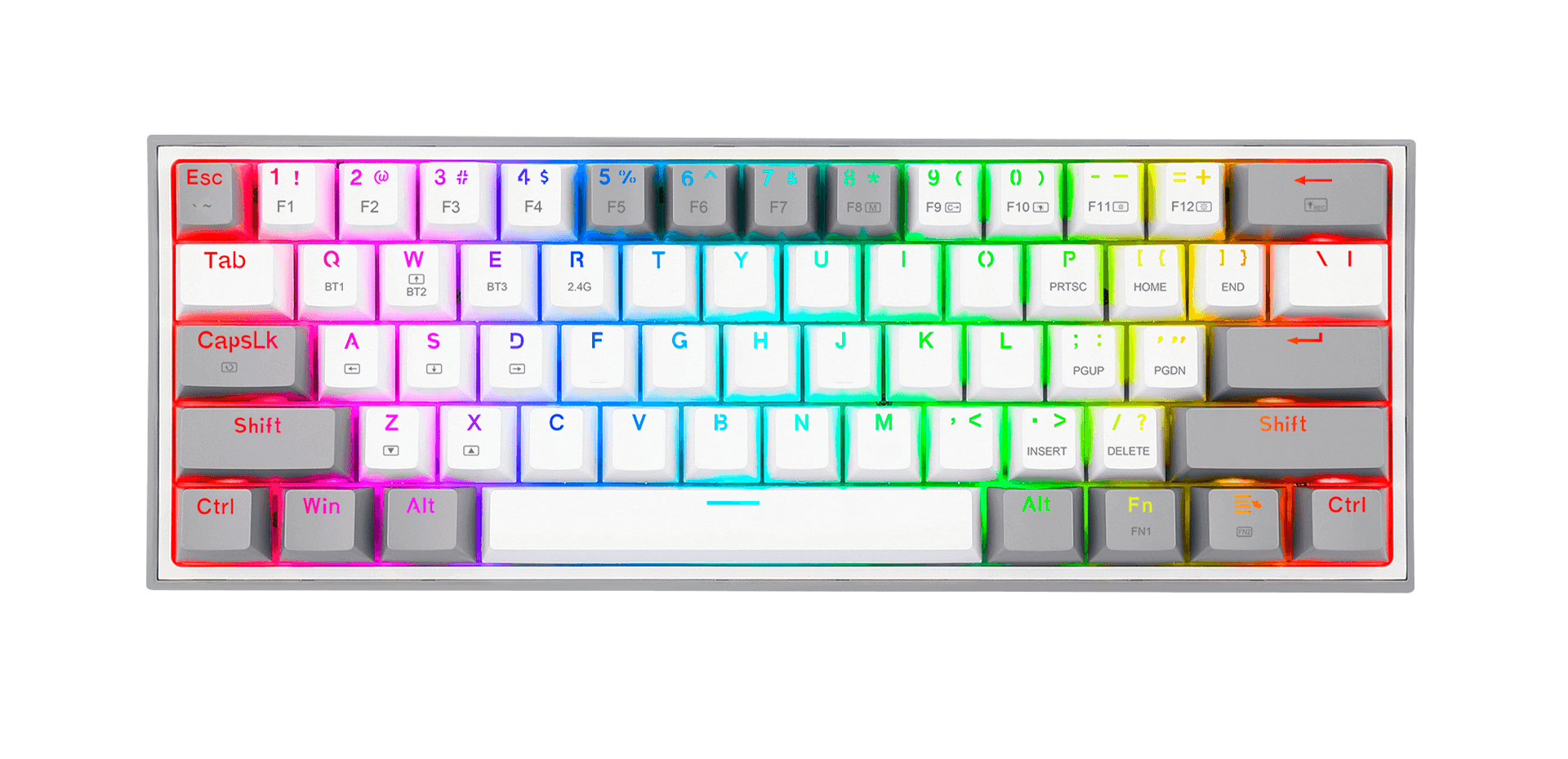 Redragon fizz teclado 60% inalámbrico blanco y gris