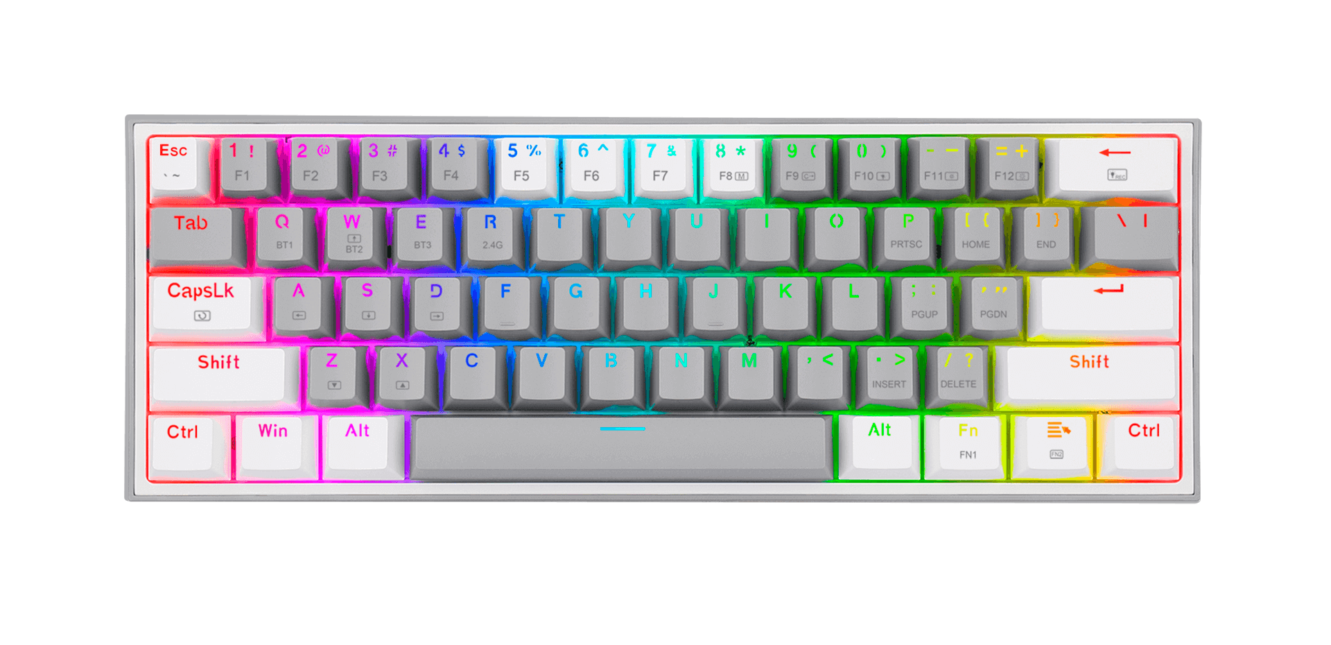 Redragon fizz teclado 60% inalámbrico blanco y gris