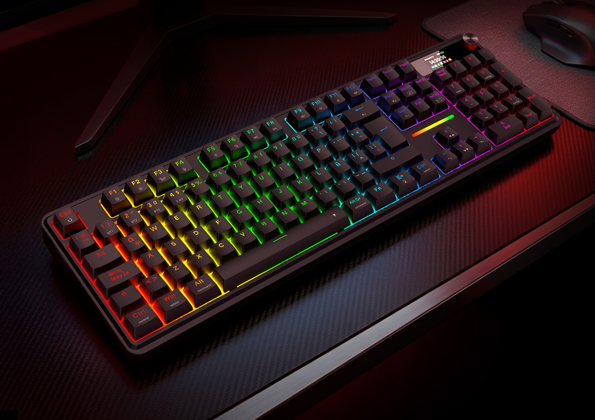 Teclado mecánico Redragon Eisa LCD XL K726RGB-PRO full size con iluminación RGB